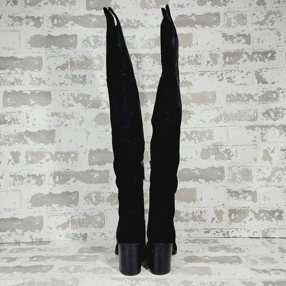 NEW BP. Luke Black Side Zip Block Heel Over The Knee Boots A398 - Picture 6 of 12